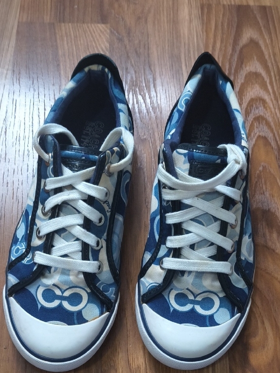 Coach Shoes - Coach Navy and Light Blue Signature Canvas Sneakers